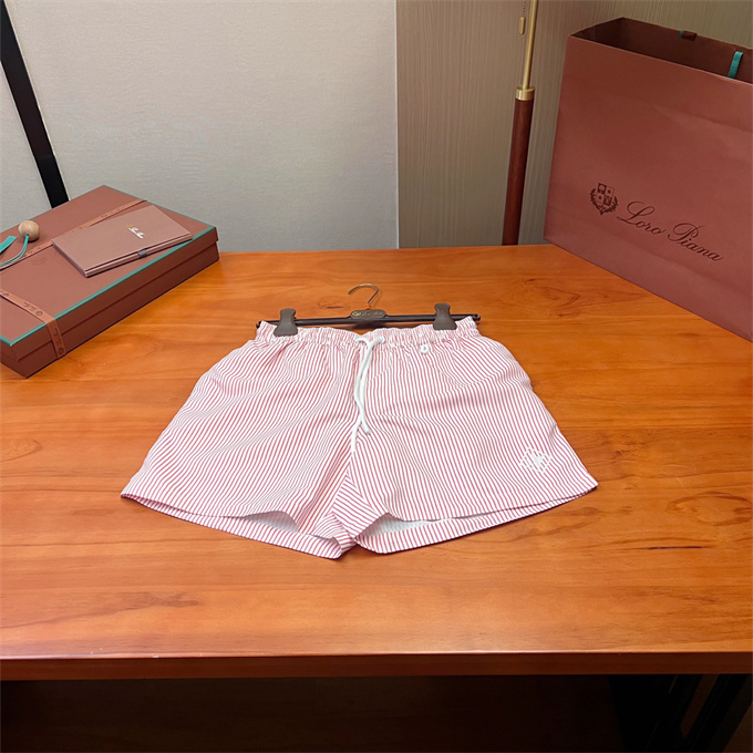 loro piana striped drawstring swim shorts